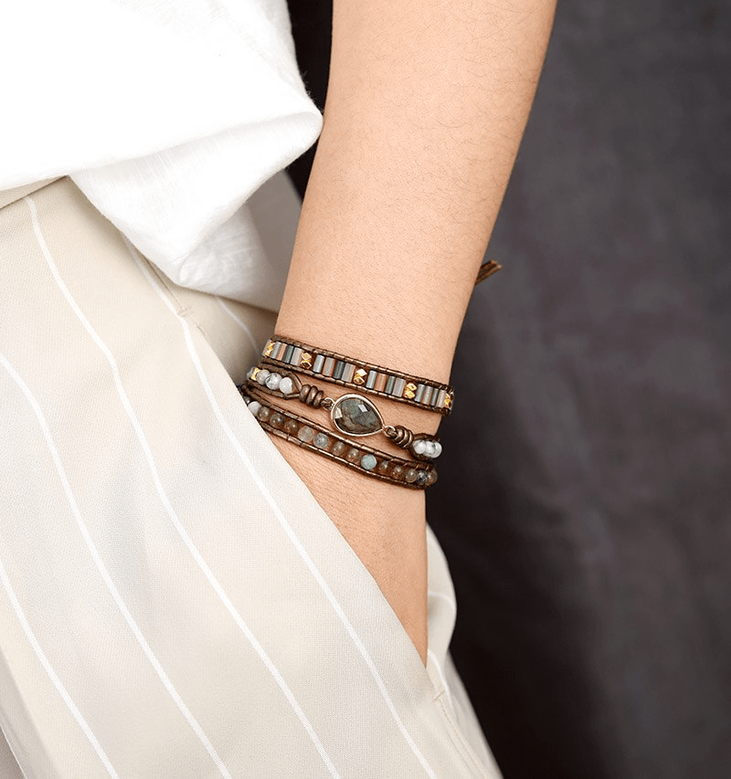 Sylvana - Bracelet wrap en labradorite