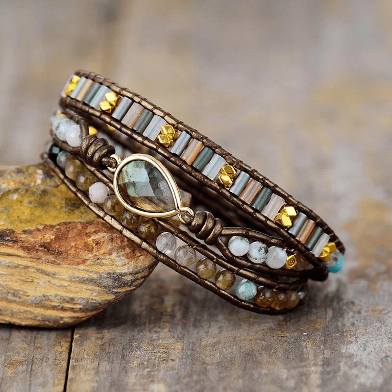 Sylvana - Bracelet wrap en labradorite