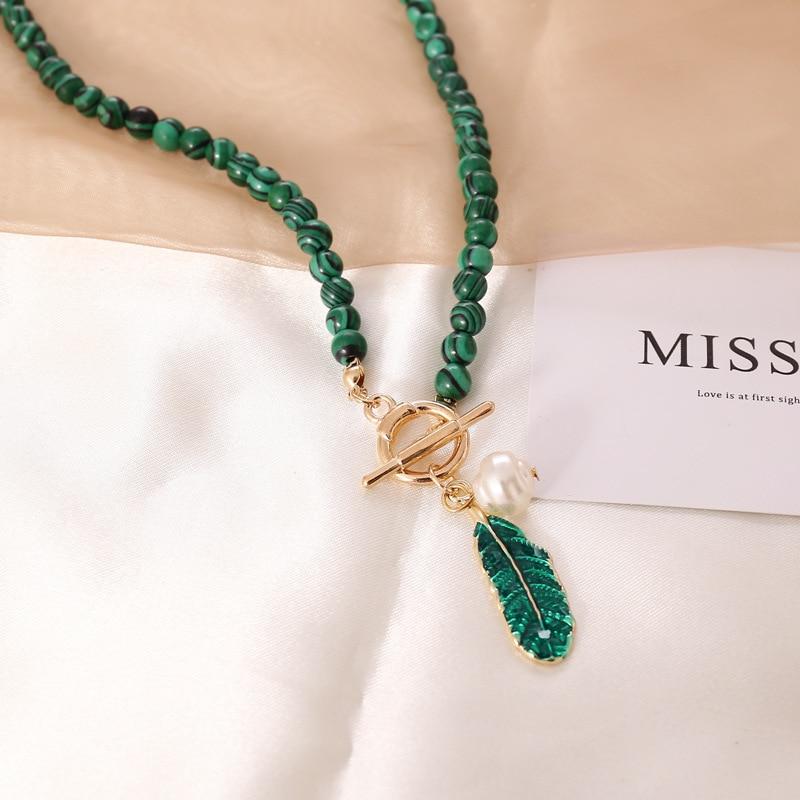 Thalina - Collier en pierre de malachite naturelle