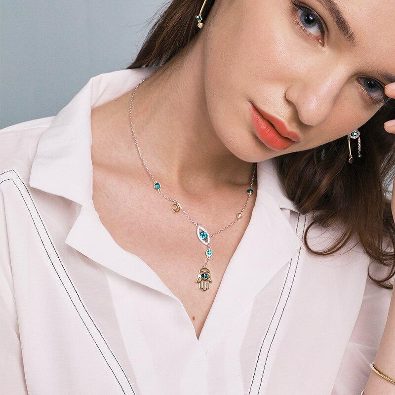 CrystalHamsa - Collier Hamsa argenté