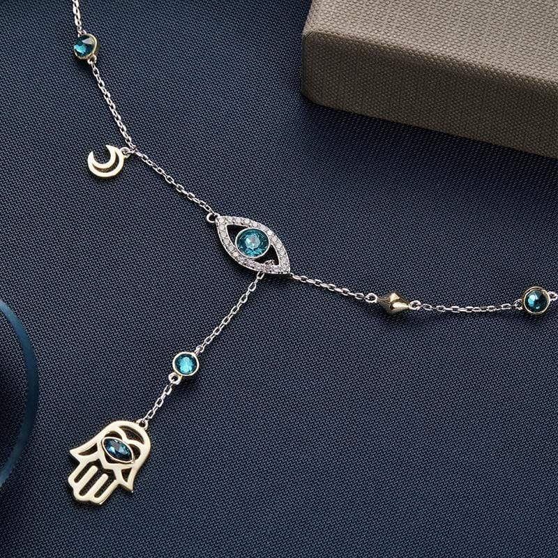 CrystalHamsa - Collier Hamsa argenté