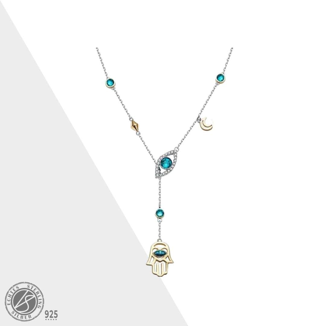 CrystalHamsa - Collier Hamsa argenté