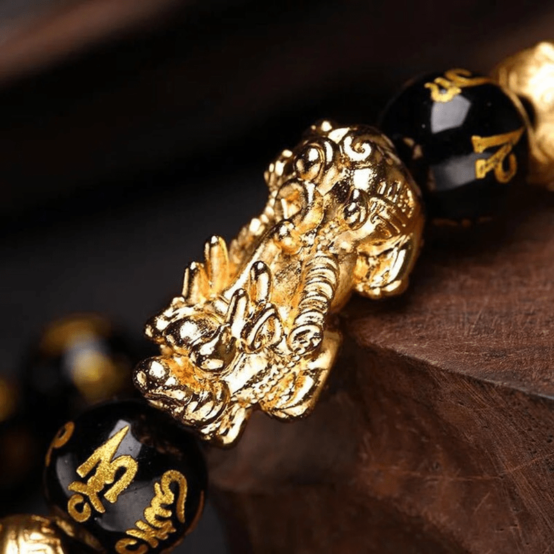 Kaelith - Bracelet Pi Xiu en obsidienne noire