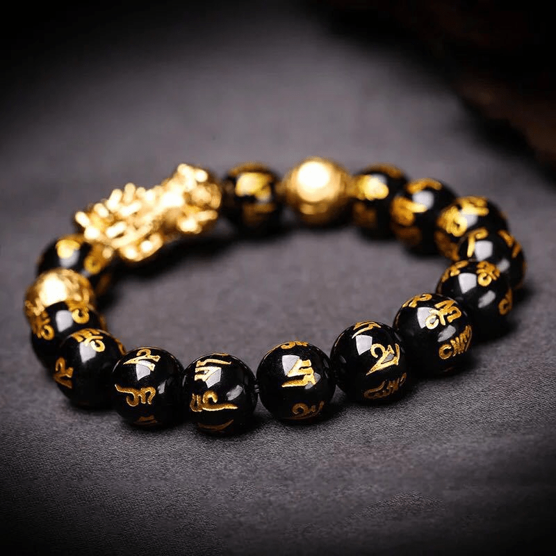 Kaelith - Bracelet Pi Xiu en obsidienne noire