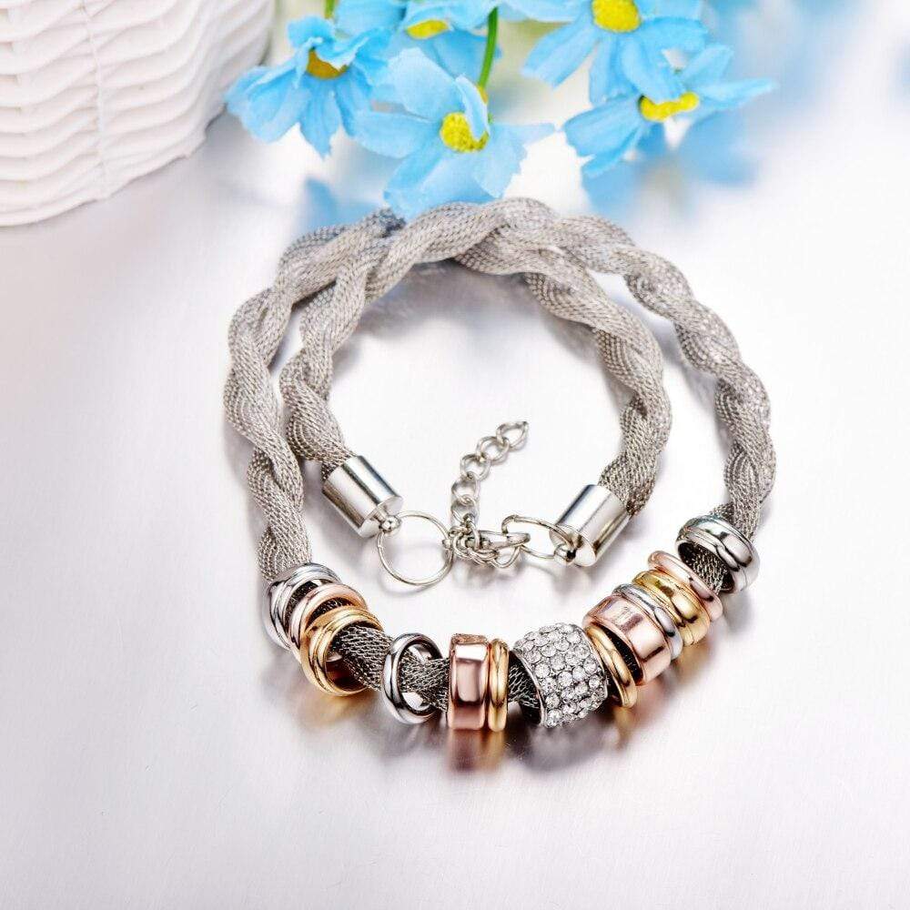 Lynora Collier Tressé Argent – Bijou Élégant Tendance