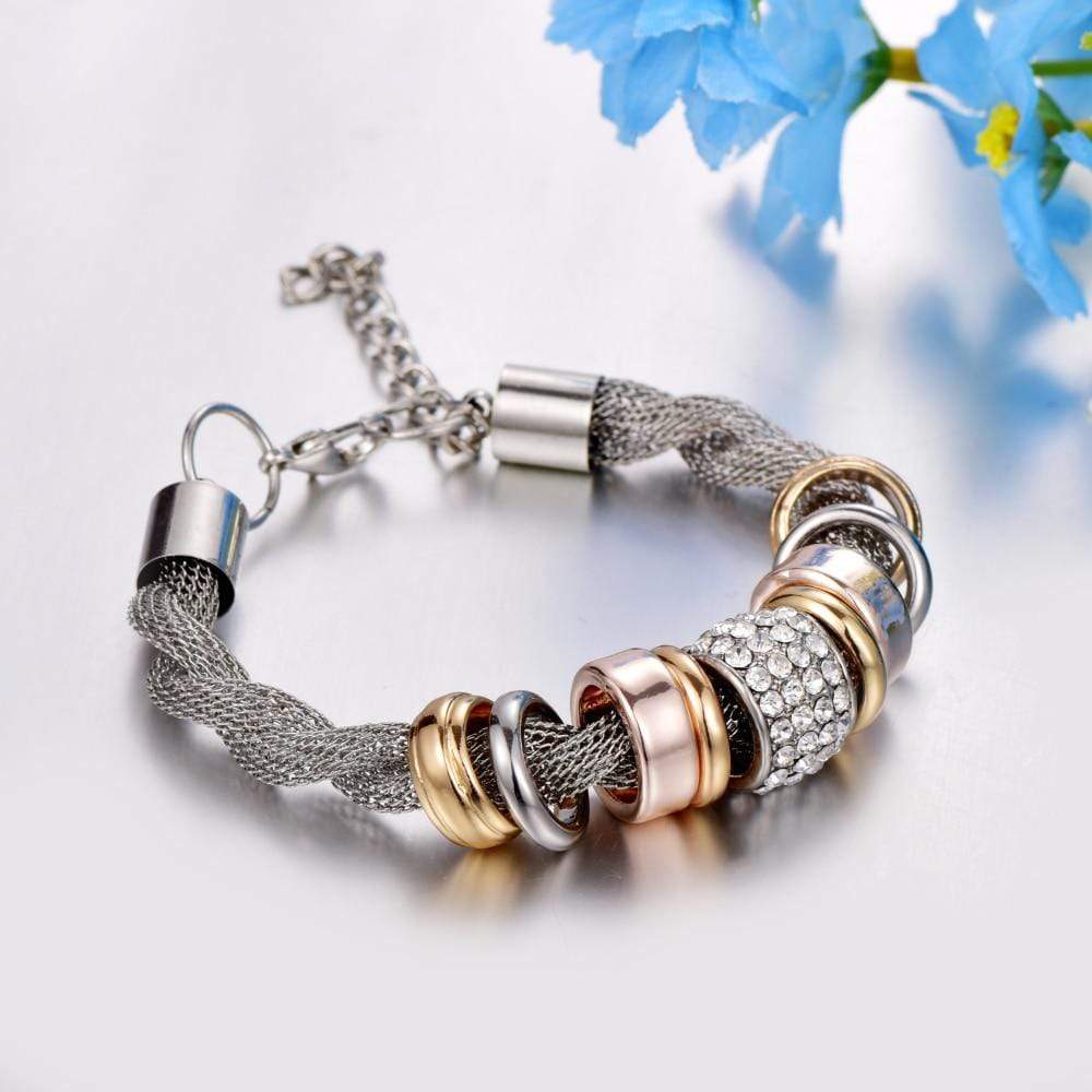 Zarina Bracelet Tressé Argent – Élégant et Polyvalent