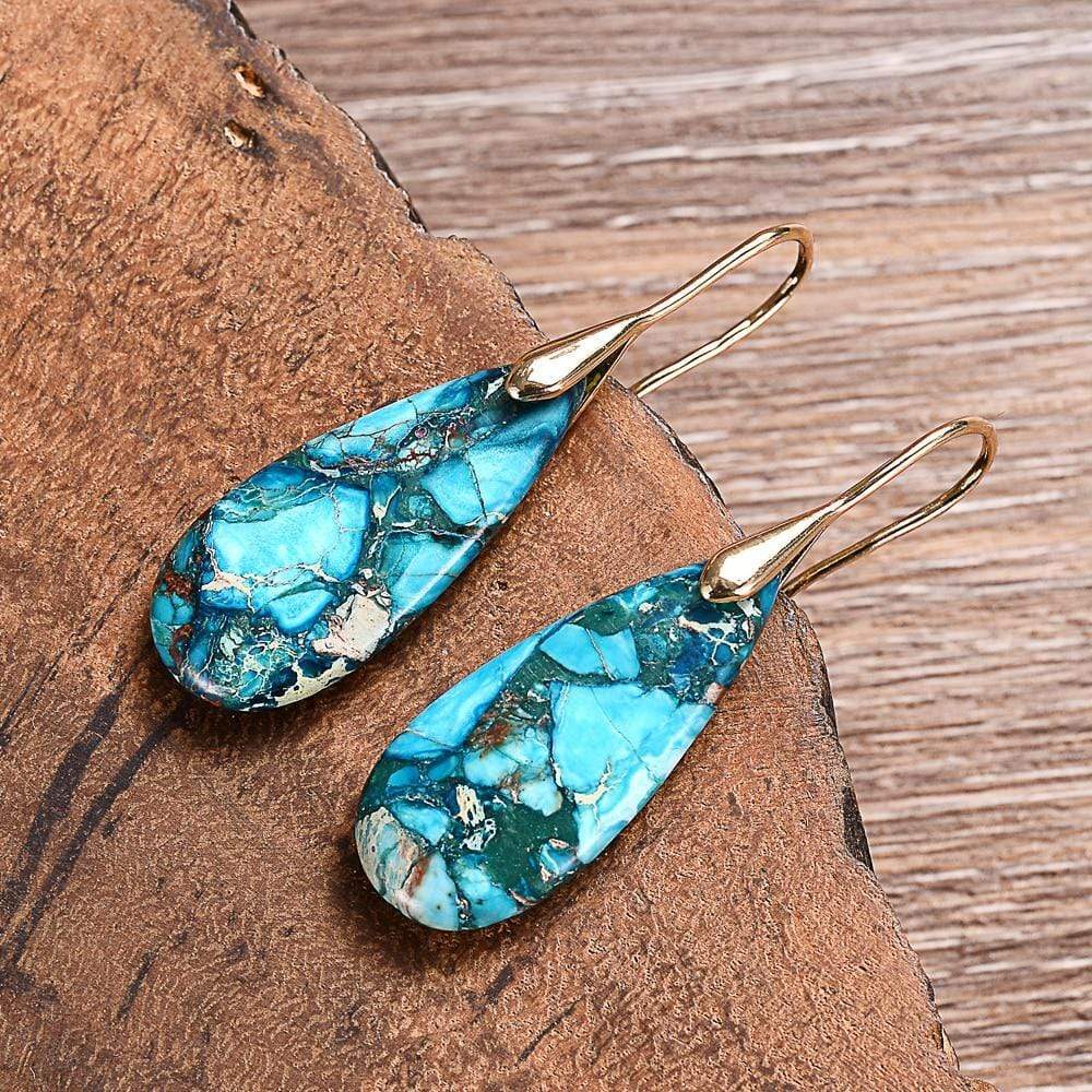 Meliora - Boucles d'oreilles en jaspe bleu