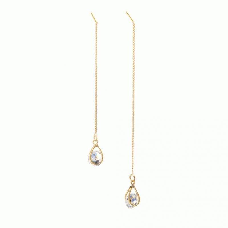 Isalyn - Longues boucles d'oreilles pendantes à strass