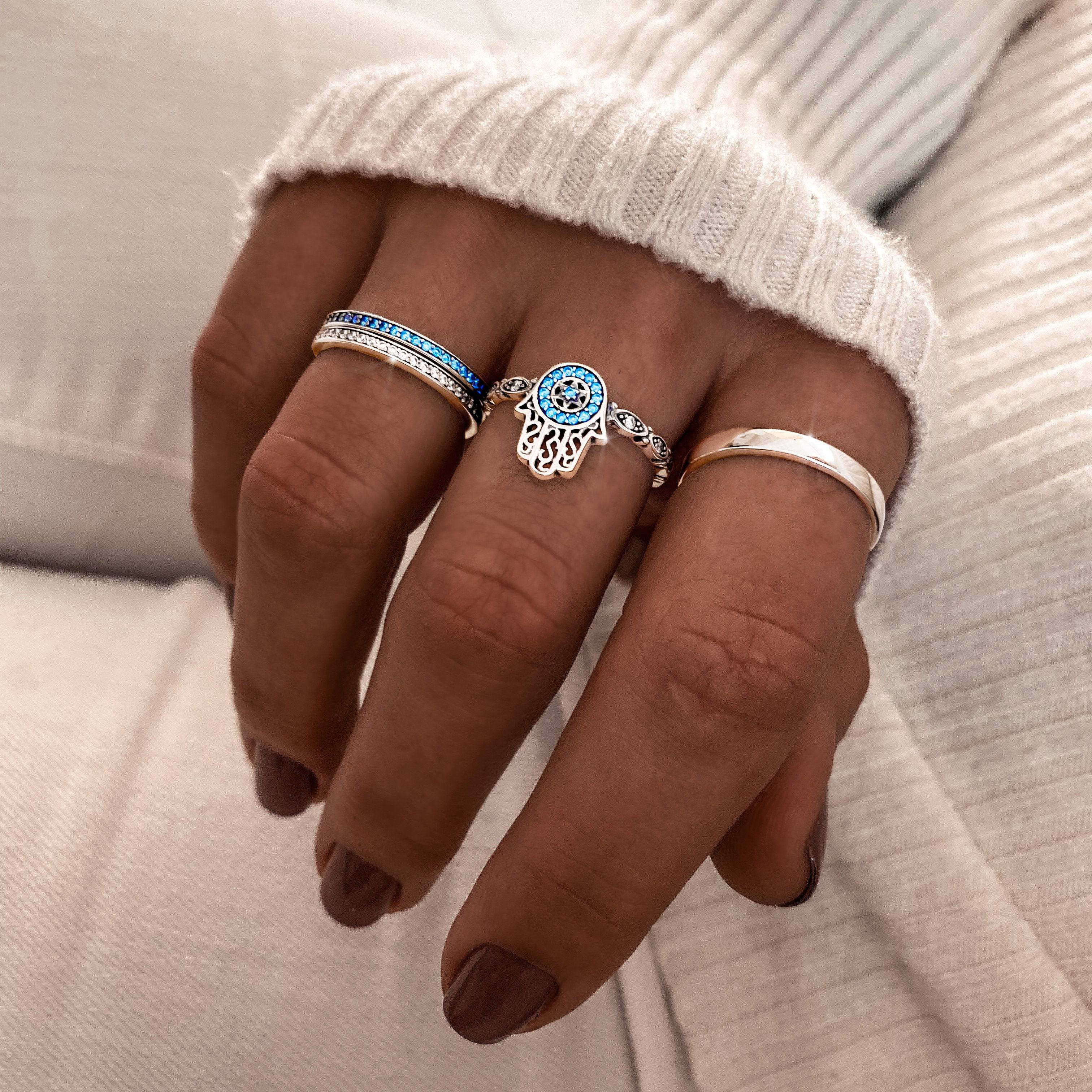 Nadine - Bague large en argent 925 plaqué or 18K, 6 tailles