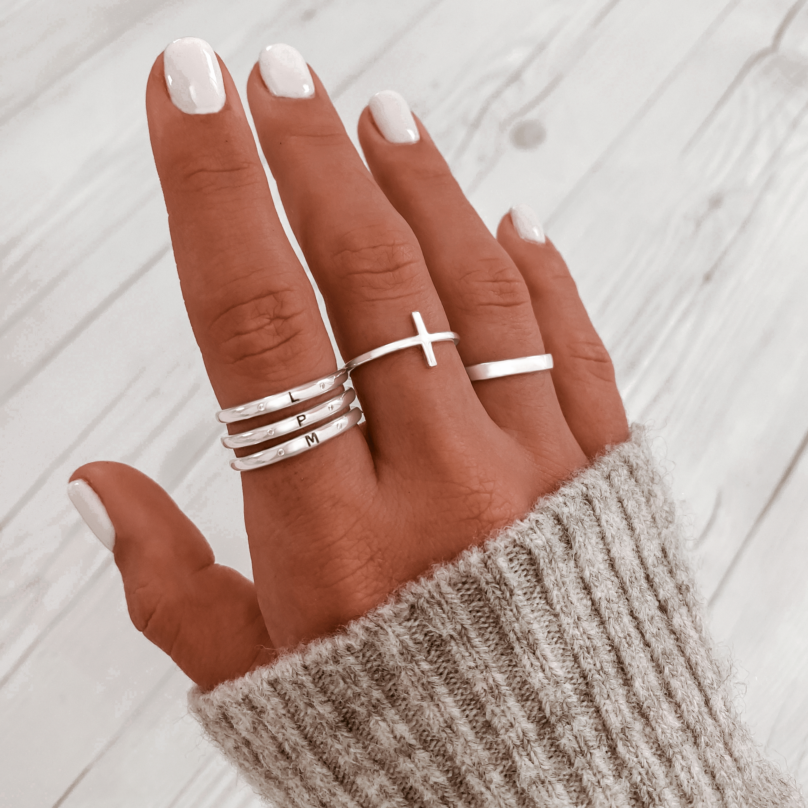 Nadine - Bague large en argent 925 plaqué or 18K, 6 tailles
