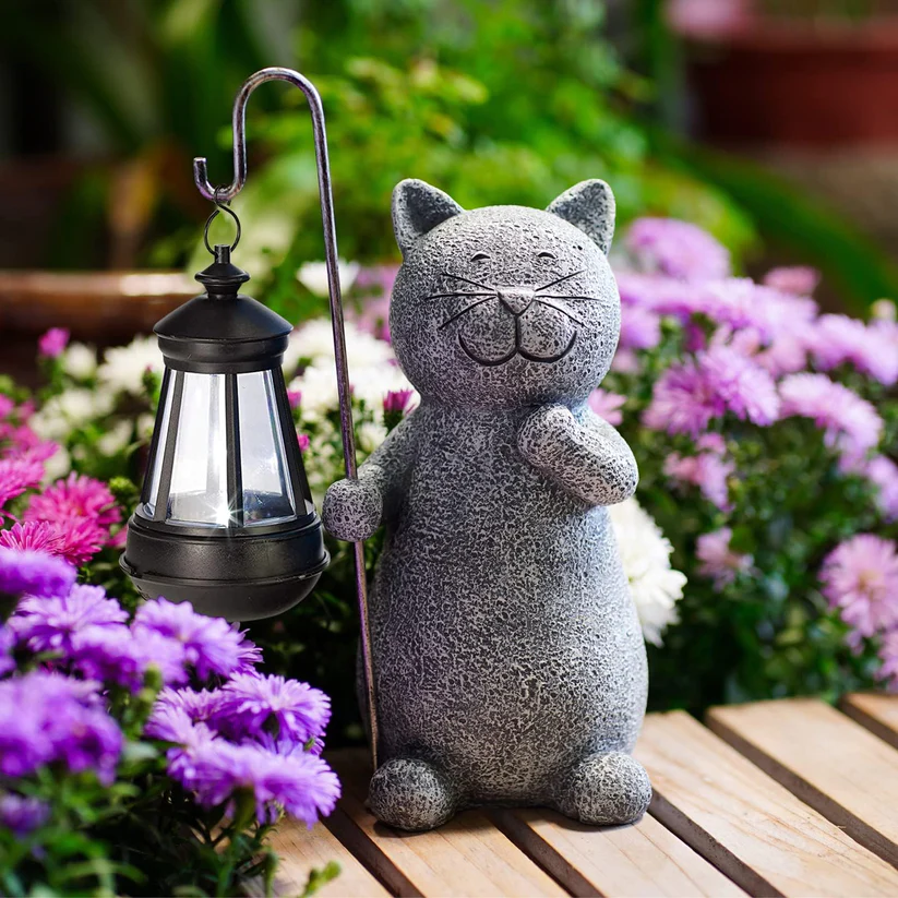 EnchantedKitty - Statue de chat décorative élégante pour extérieur