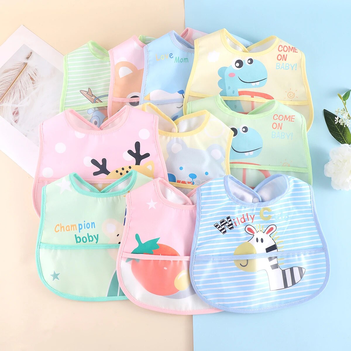 AquaGuard - Set 5 Bavoirs Bébé Réglables