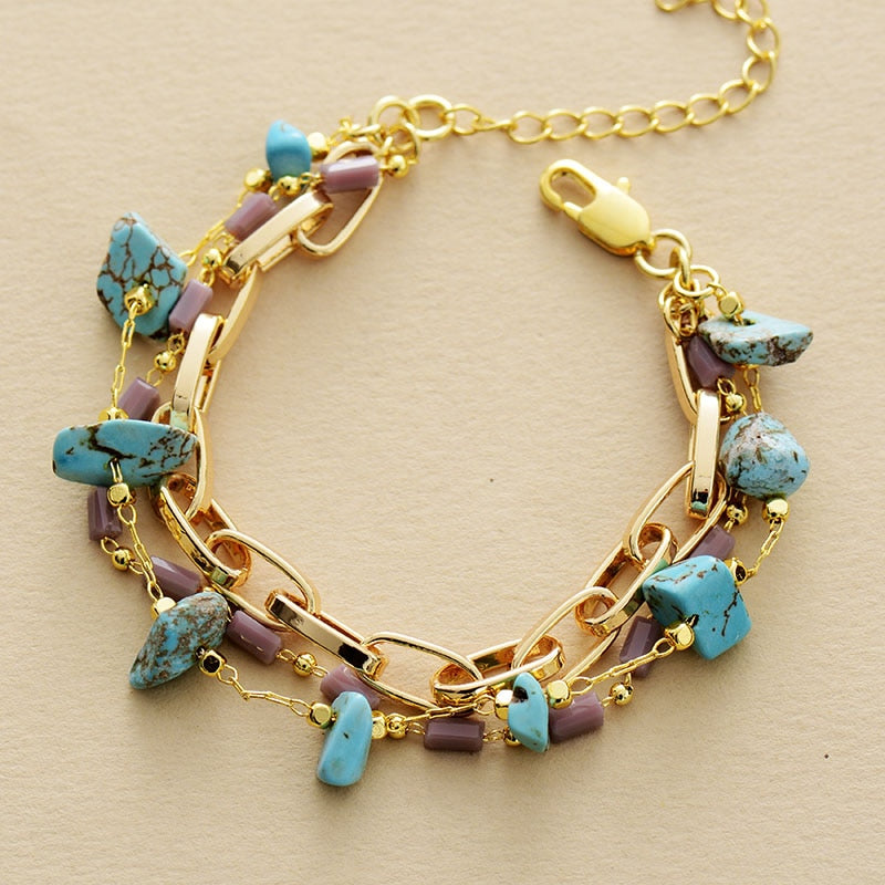 Isabelle - Bracelet en perles de turquoise et d'opale