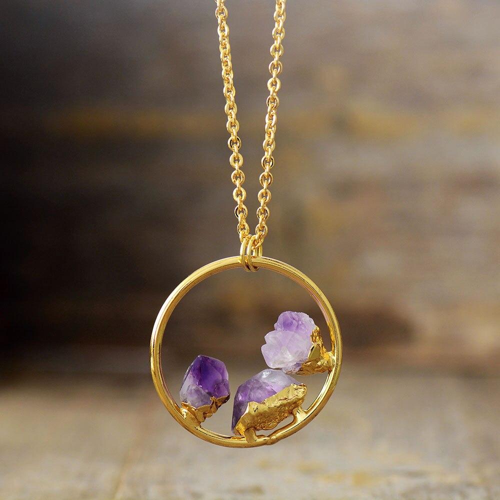 Evelyne Necklace – Collier Améthyste Brute Élégant