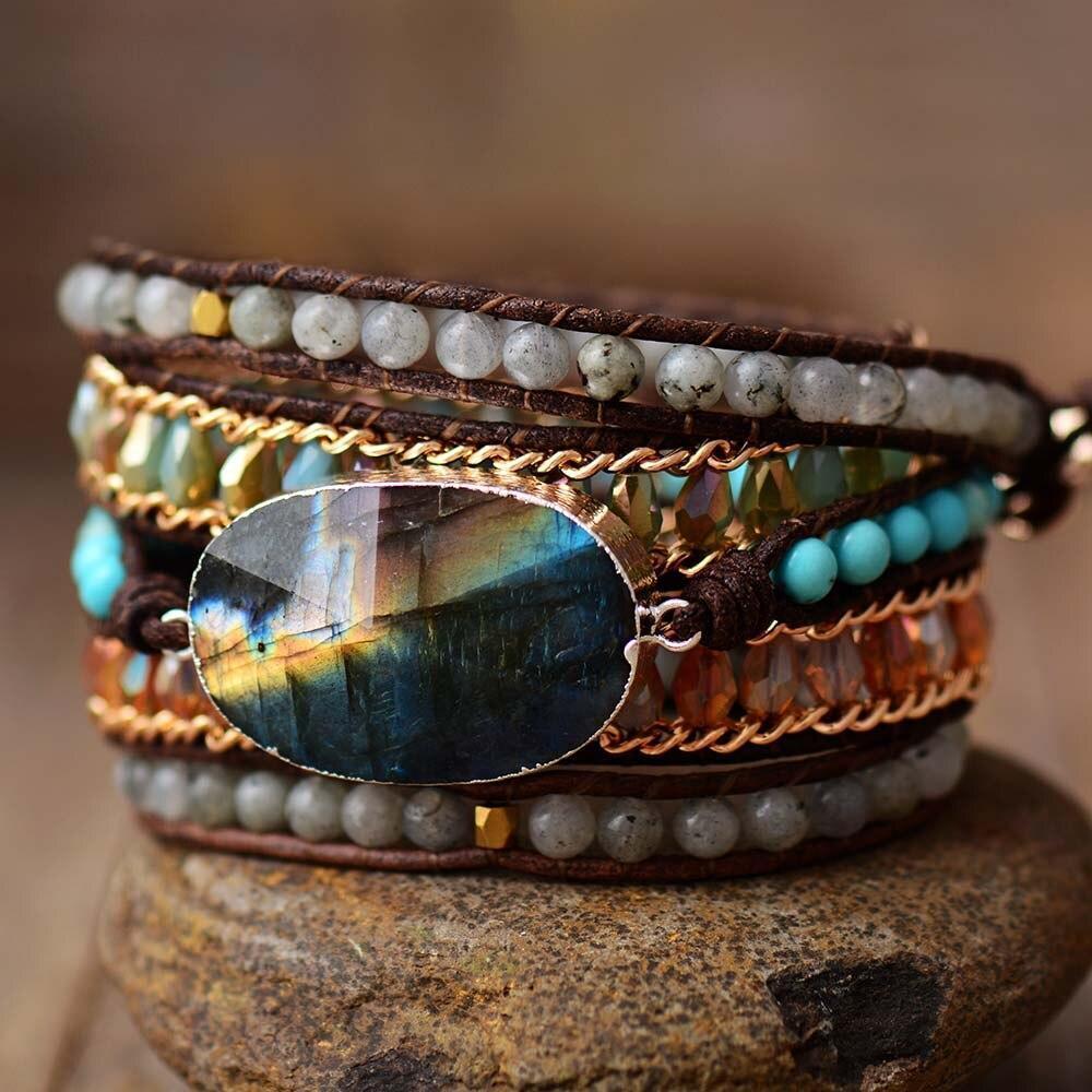 Lira Shine Bracelet – Bracelet Wrap Labradorite 5 Rangs