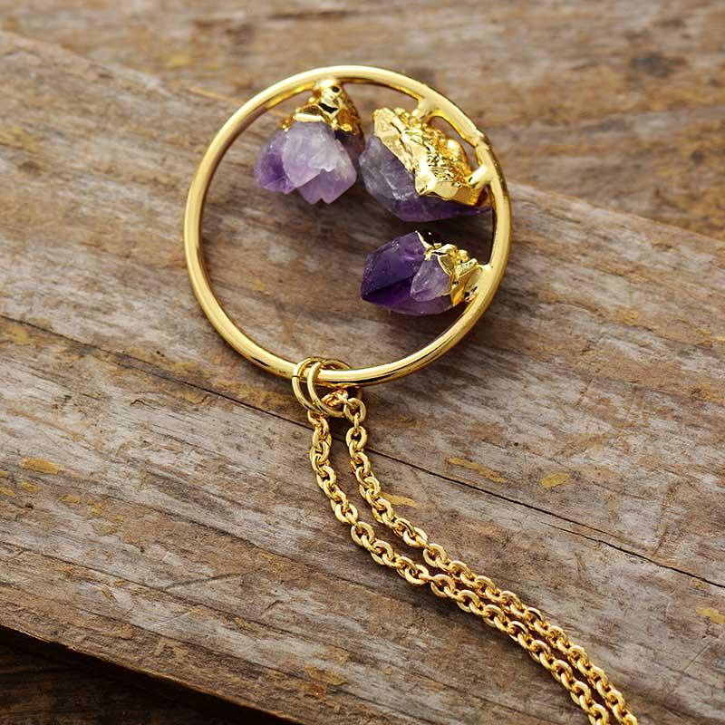 Evelyne Necklace – Collier Améthyste Brute Élégant