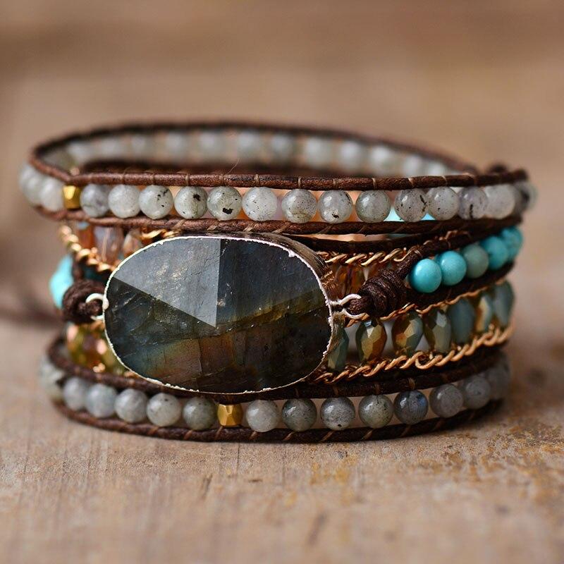 Lira Shine Bracelet – Bracelet Wrap Labradorite 5 Rangs