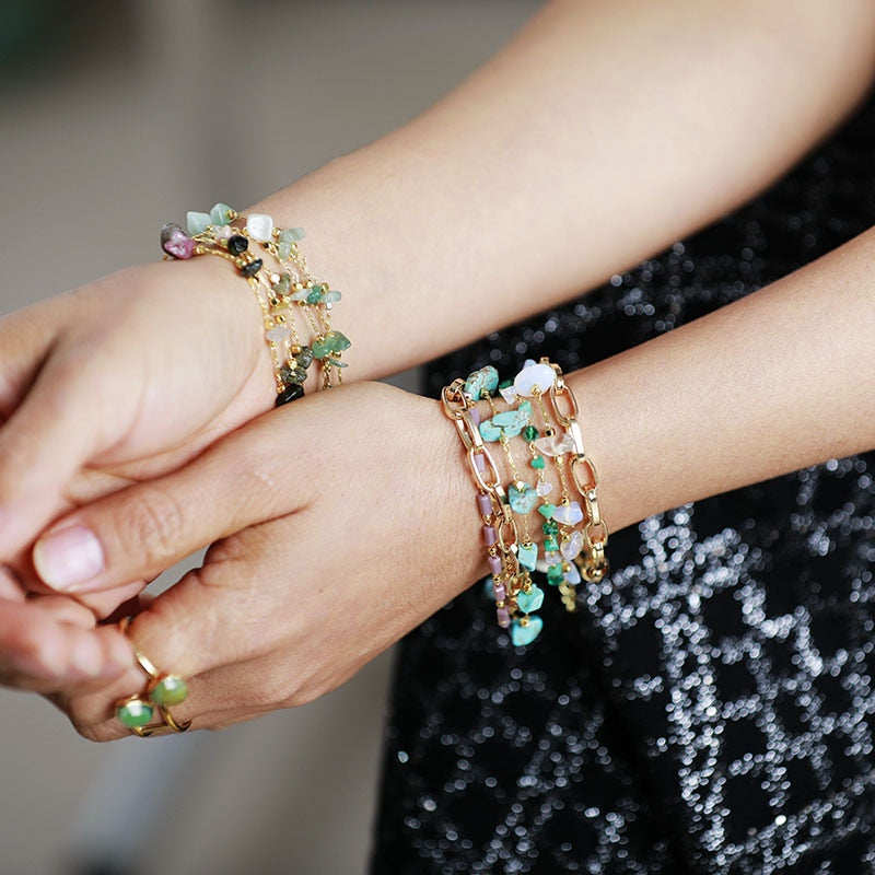 Isabelle - Bracelet en perles de turquoise et d'opale