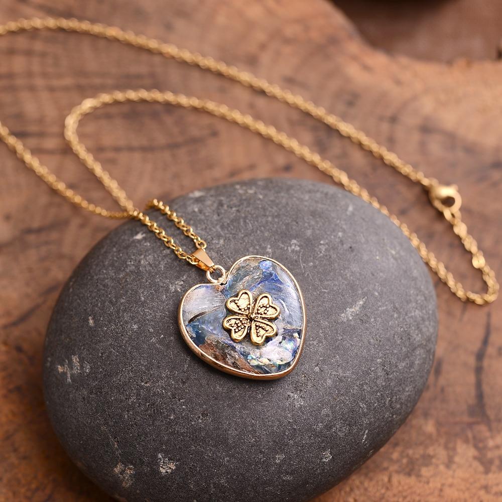 LuckyStone - Collier pendentif trèfle à quatre feuilles