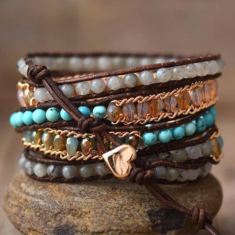 Lira Shine Bracelet – Bracelet Wrap Labradorite 5 Rangs