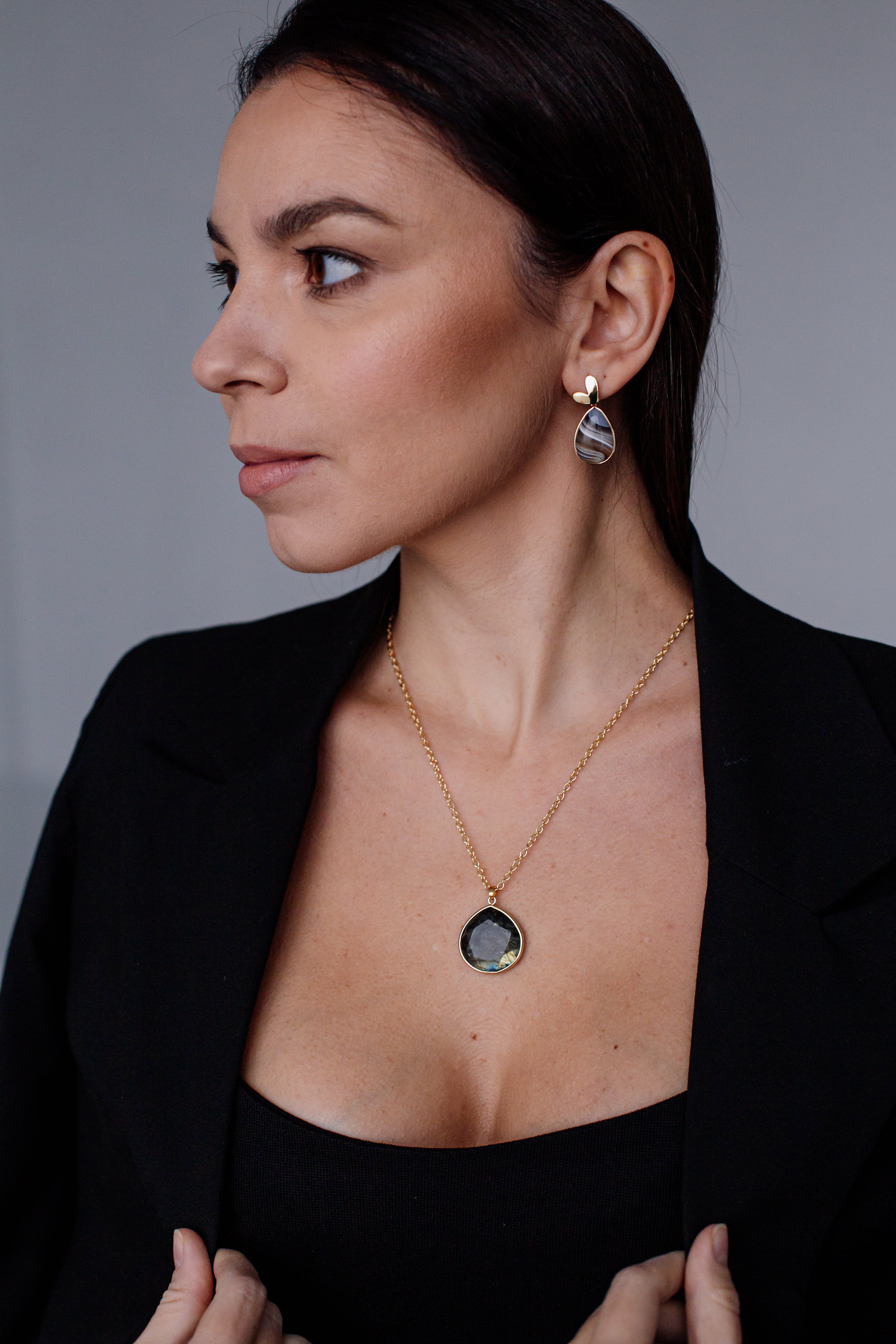 Collier en labradorite - Pendentif en labradorite irisée