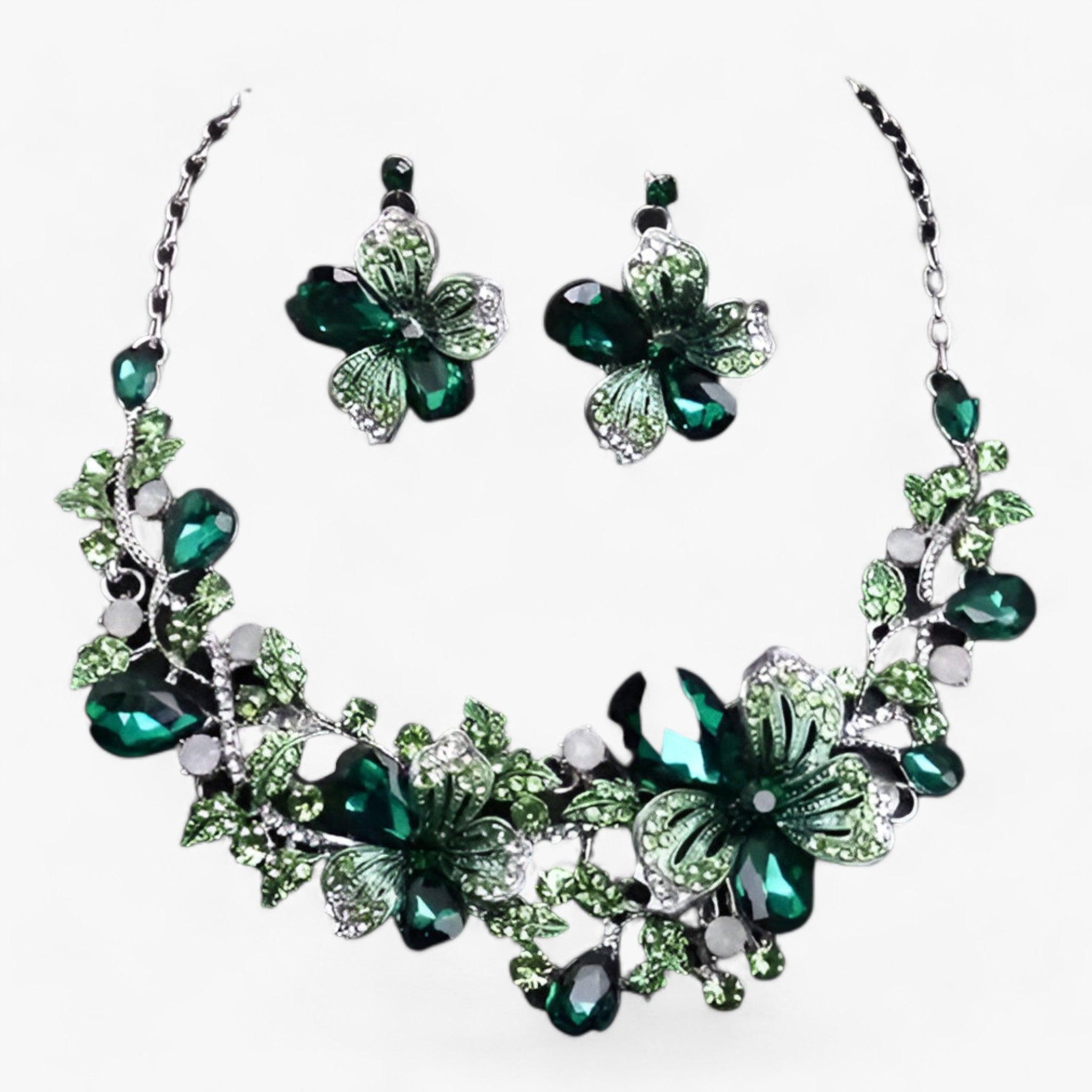 FleurGlow - Set Bijoux Mariage Fleurs Émail Élégant