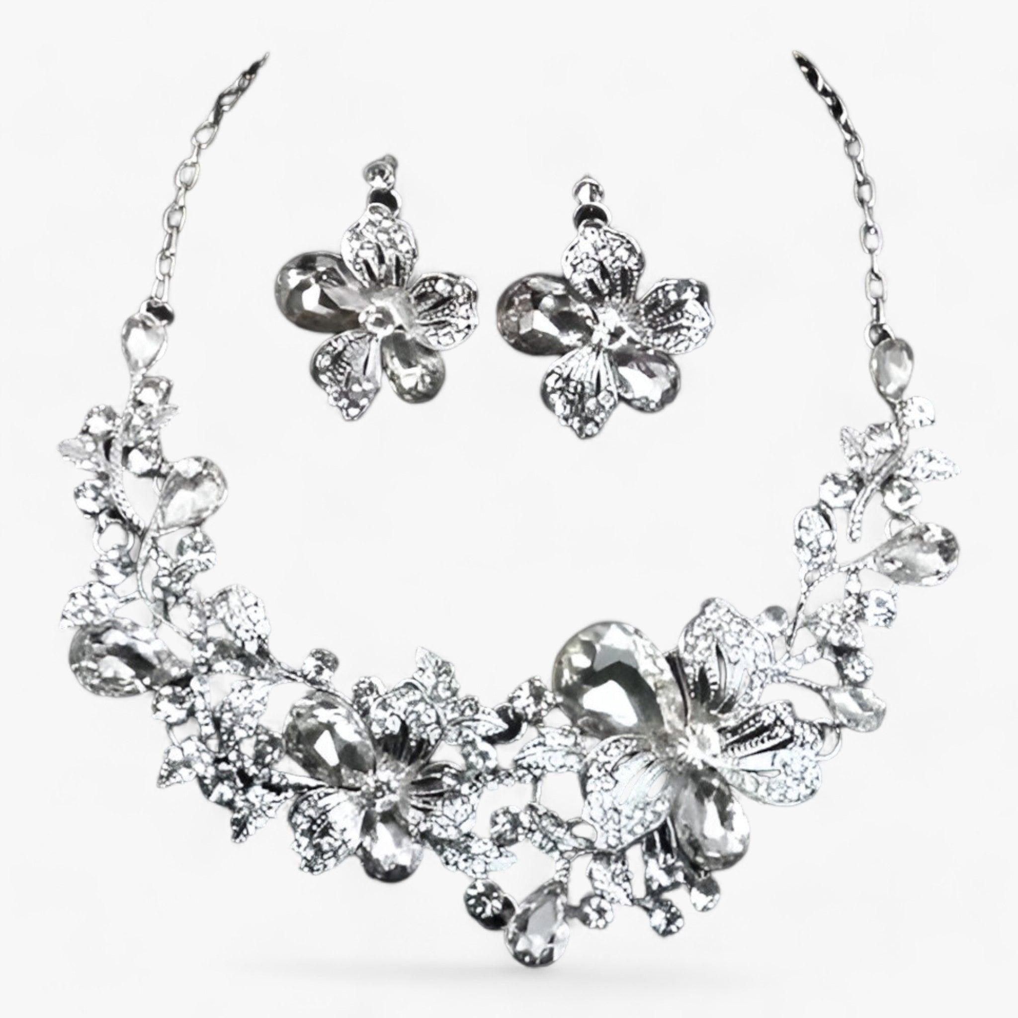 FleurGlow - Set Bijoux Mariage Fleurs Émail Élégant