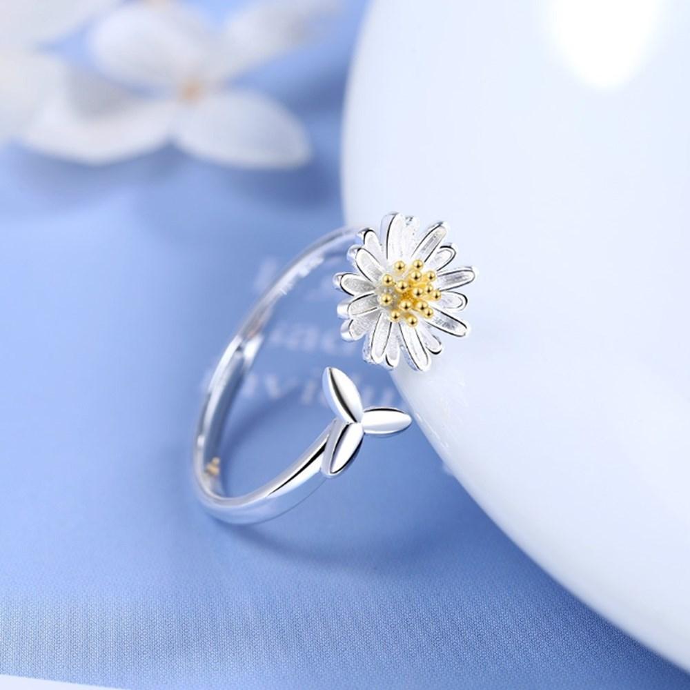 Helios - Bague tournesol réglable en argent