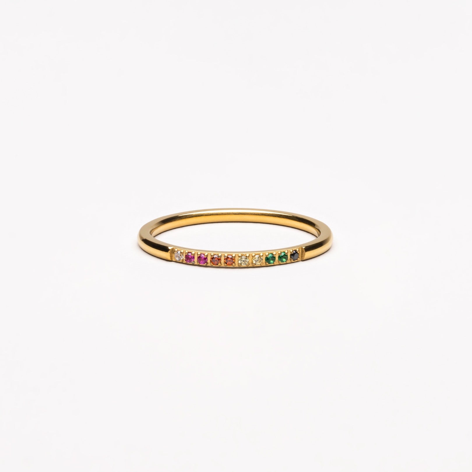 Solene - Bague dorée avec pierres colorées