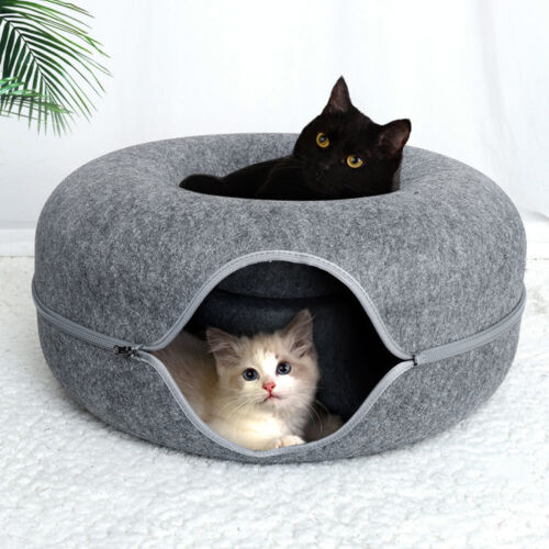 Purrfect Den - Tunnel Chat Luxe avec Couchage 50cm