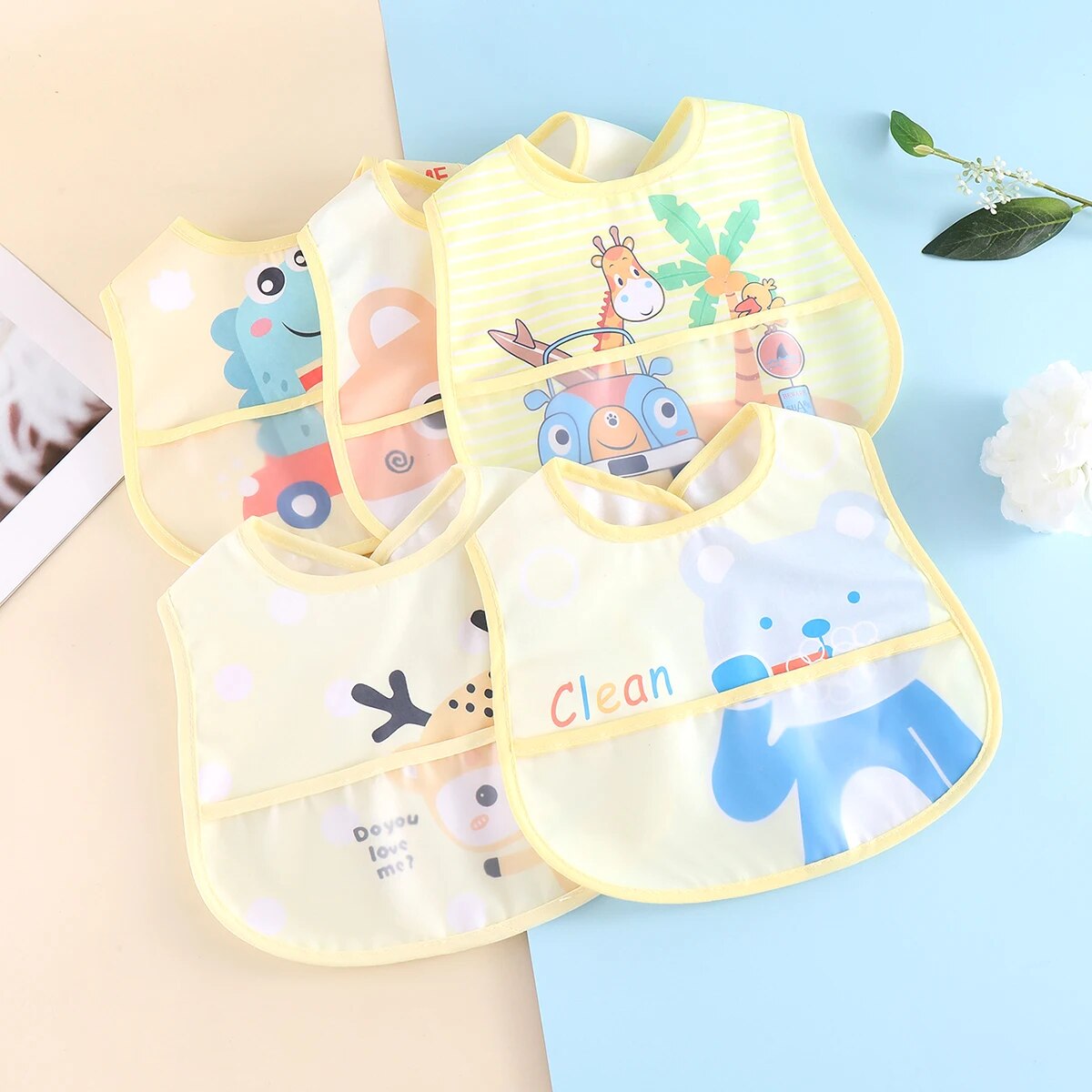 AquaGuard - Set 5 Bavoirs Bébé Réglables