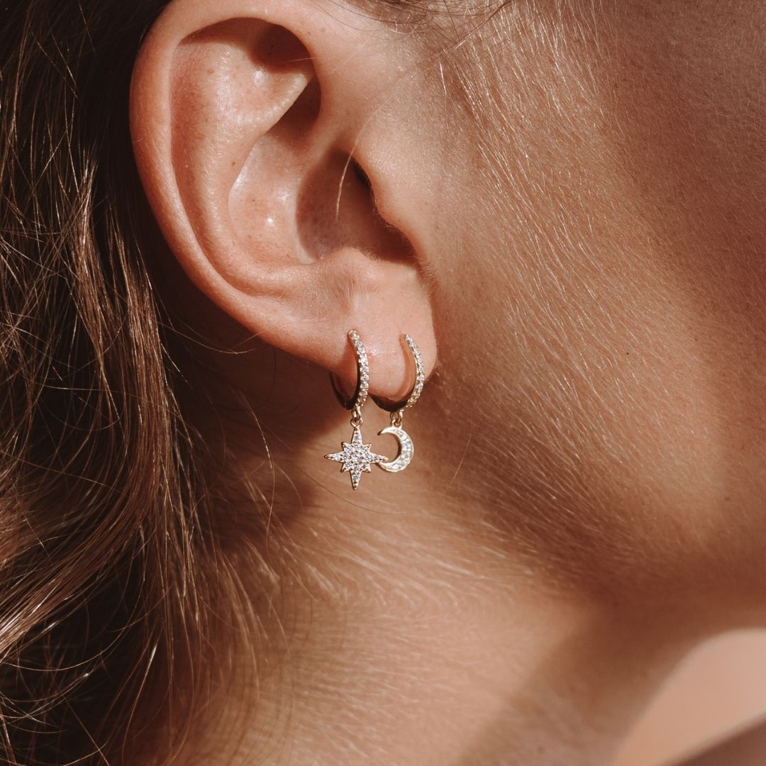 Lunara - Boucles d'oreilles lune et étoile