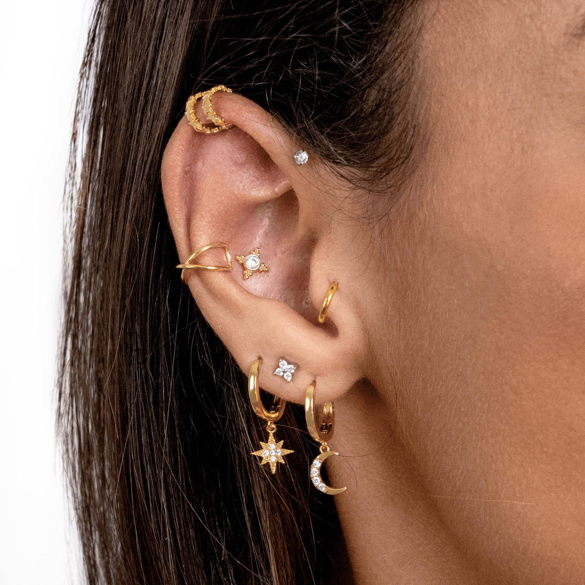 Cosmica - Boucles d'oreilles lune et étoile en argent mystiques