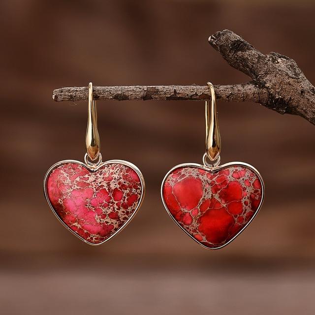 Ruby Essence - Boucles pendantes en jaspe rouge