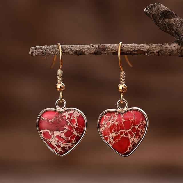 Ruby Essence - Boucles pendantes en jaspe rouge