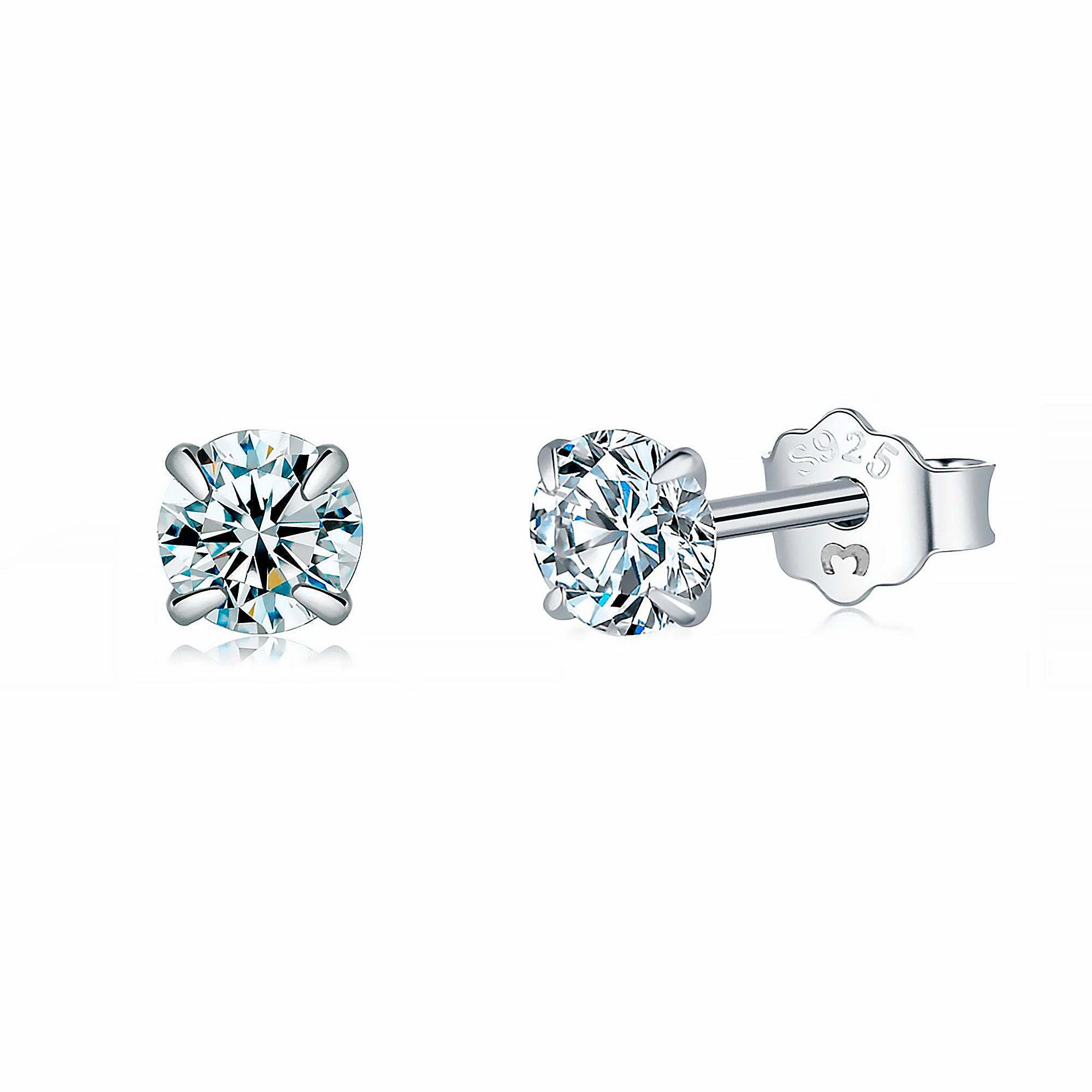 Lynette - Boucles d'oreilles rondes minimalistes en argent à la zircone